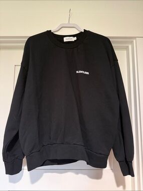 NWOT TALENTLESS Black Crewneck Sweatshirt with Small White Logo
